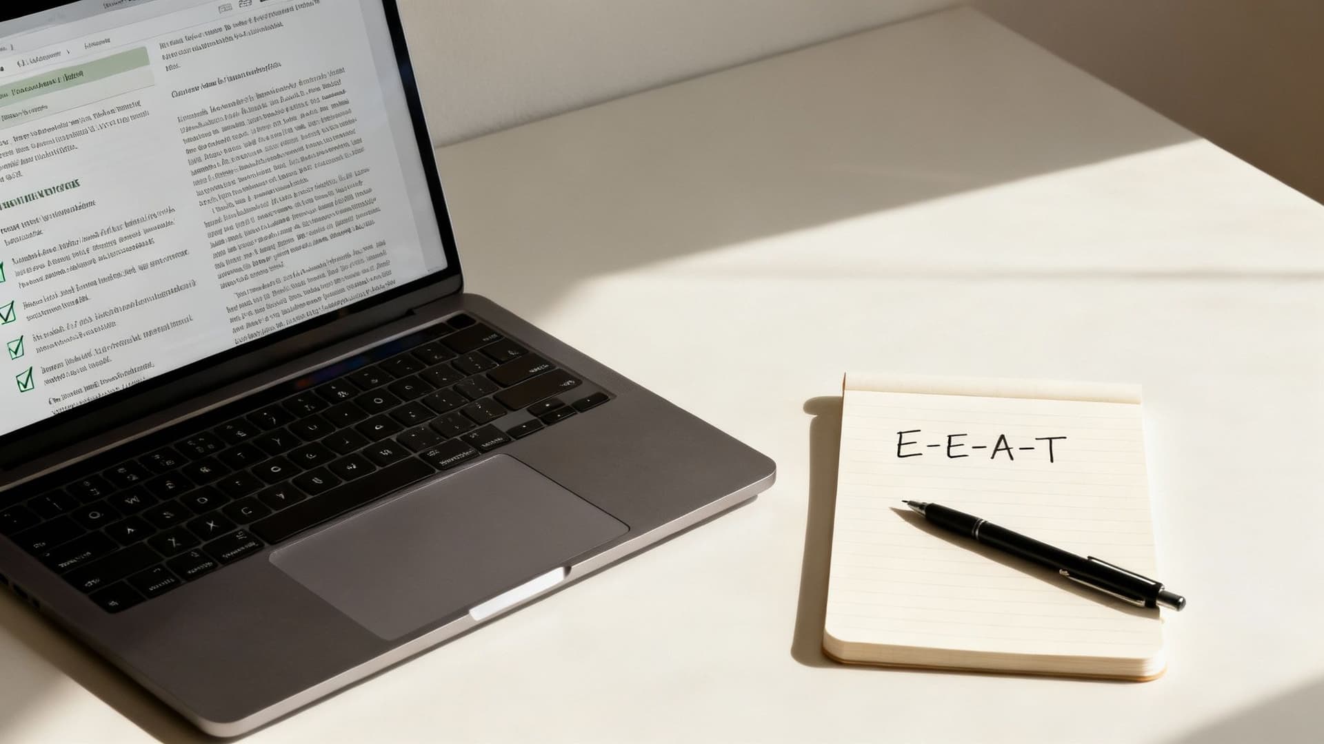 A person writing high-quality content on a laptop for on-page SEO